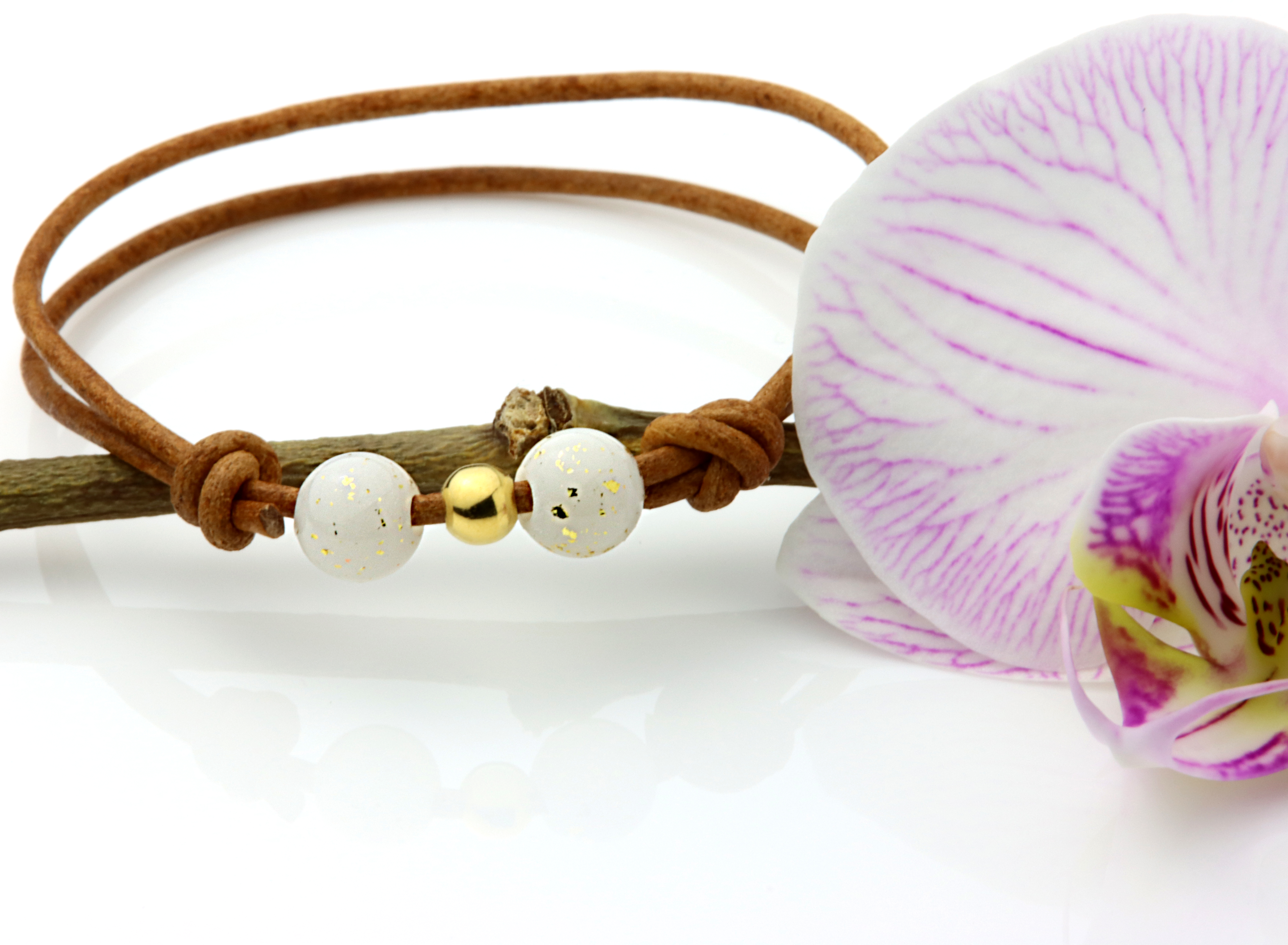 Lederarmband mit Muttermilchperle