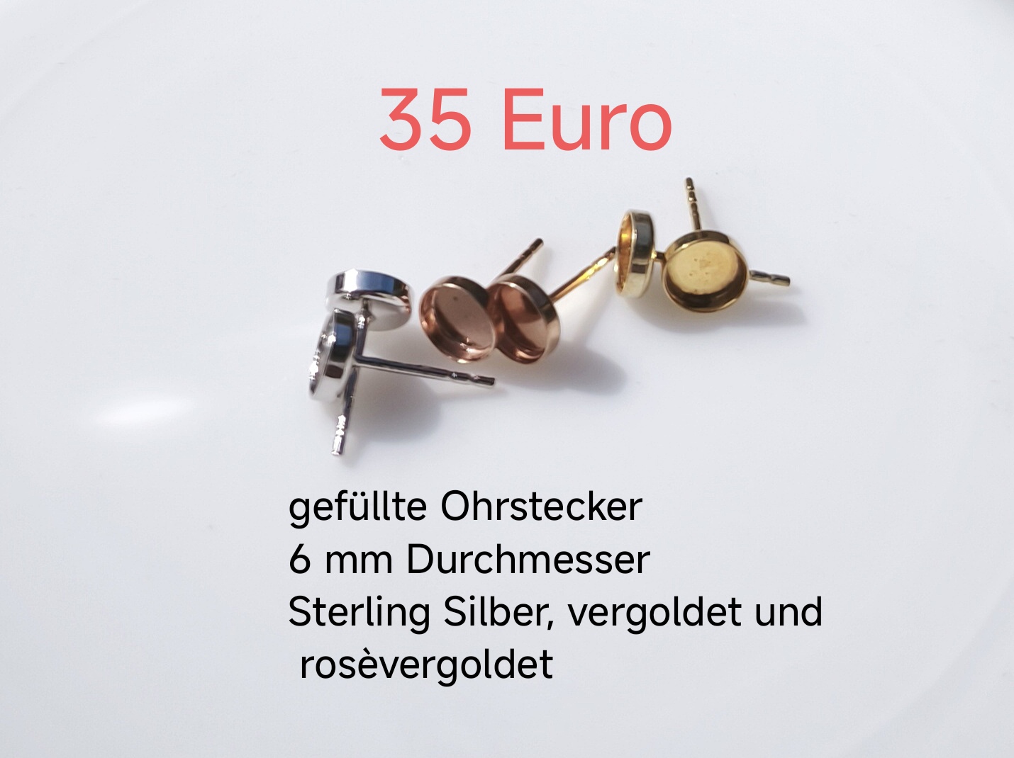 Ohrstecker gefüllt, 6 mm